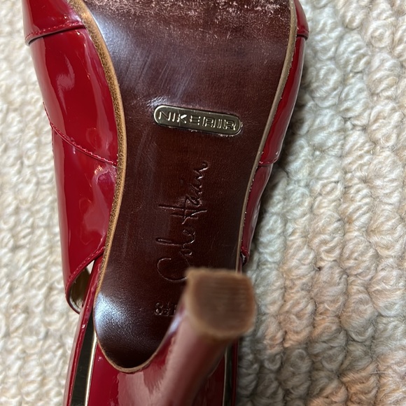 Cole Haan Aurora Air.Sling Peep Toe Shoes In Claret Patent Leather Size 8.5 - Picture 6 of 8